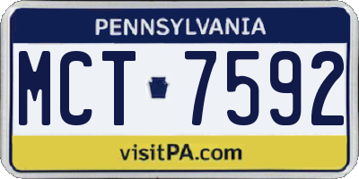 PA license plate MCT7592