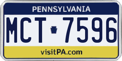 PA license plate MCT7596