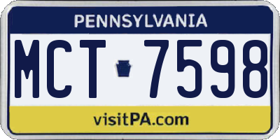 PA license plate MCT7598