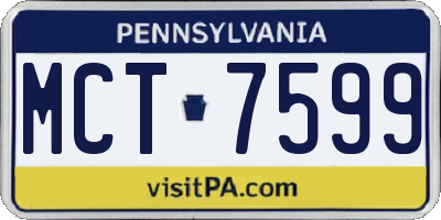 PA license plate MCT7599