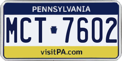 PA license plate MCT7602