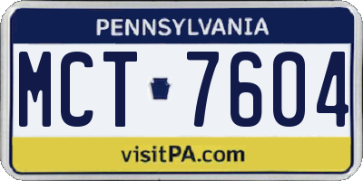 PA license plate MCT7604