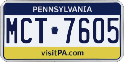 PA license plate MCT7605