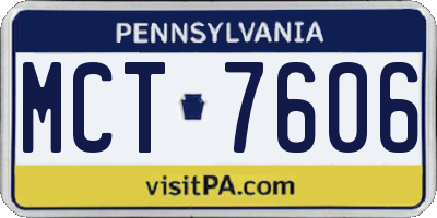 PA license plate MCT7606