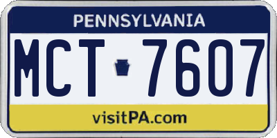 PA license plate MCT7607