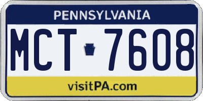 PA license plate MCT7608