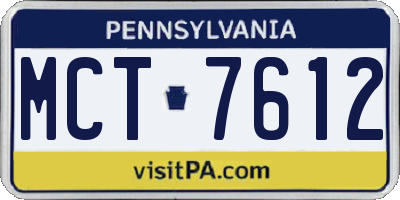 PA license plate MCT7612