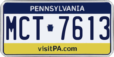 PA license plate MCT7613