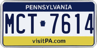 PA license plate MCT7614