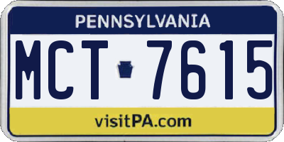 PA license plate MCT7615