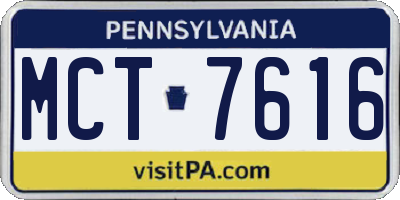 PA license plate MCT7616
