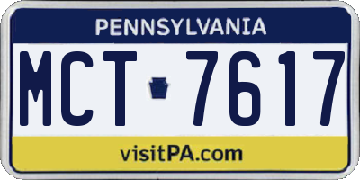 PA license plate MCT7617