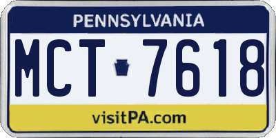 PA license plate MCT7618