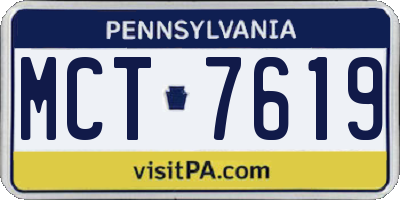 PA license plate MCT7619