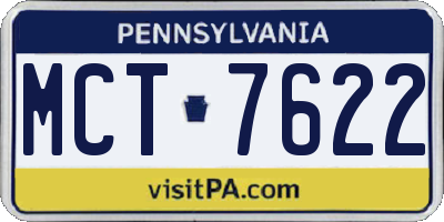 PA license plate MCT7622
