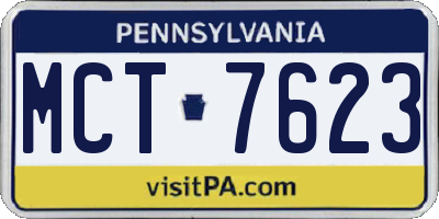 PA license plate MCT7623