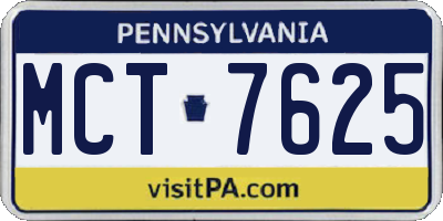 PA license plate MCT7625