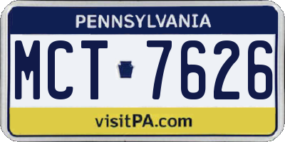 PA license plate MCT7626