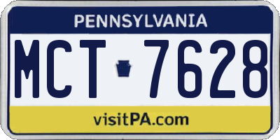 PA license plate MCT7628