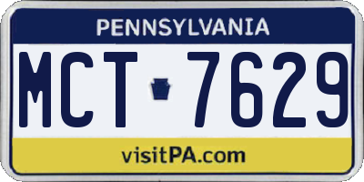 PA license plate MCT7629