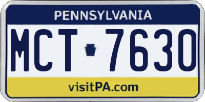 PA license plate MCT7630