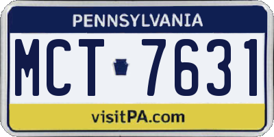 PA license plate MCT7631