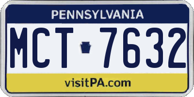 PA license plate MCT7632