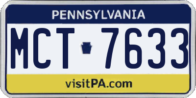 PA license plate MCT7633