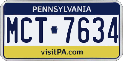 PA license plate MCT7634