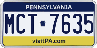 PA license plate MCT7635