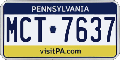 PA license plate MCT7637