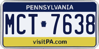 PA license plate MCT7638