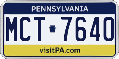 PA license plate MCT7640
