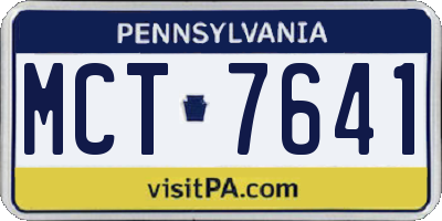 PA license plate MCT7641