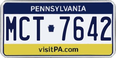 PA license plate MCT7642