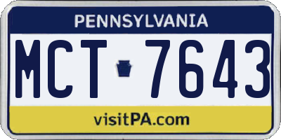 PA license plate MCT7643
