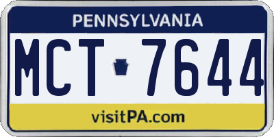 PA license plate MCT7644