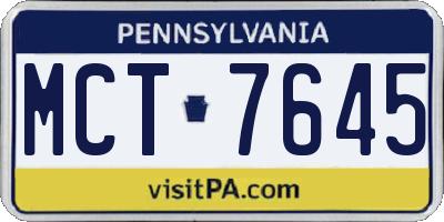 PA license plate MCT7645