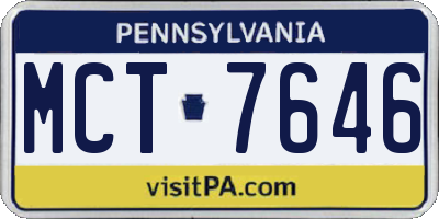 PA license plate MCT7646