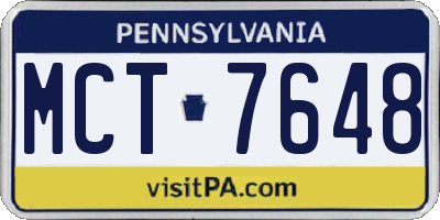 PA license plate MCT7648