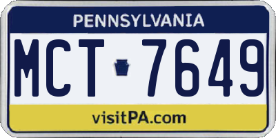 PA license plate MCT7649