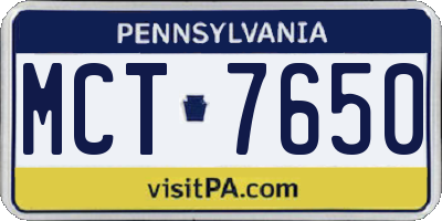 PA license plate MCT7650