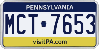 PA license plate MCT7653