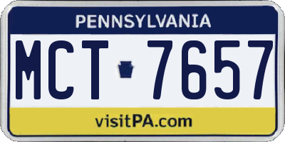 PA license plate MCT7657