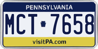 PA license plate MCT7658