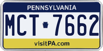 PA license plate MCT7662