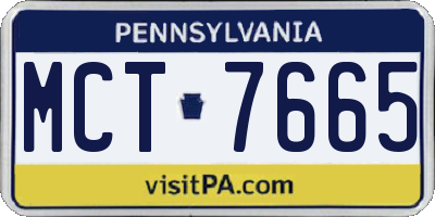 PA license plate MCT7665