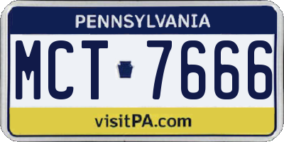 PA license plate MCT7666