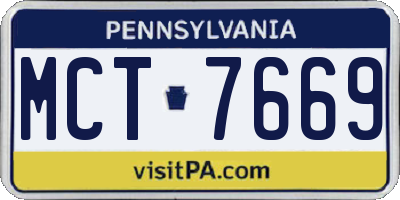 PA license plate MCT7669
