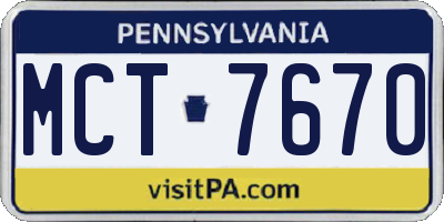 PA license plate MCT7670
